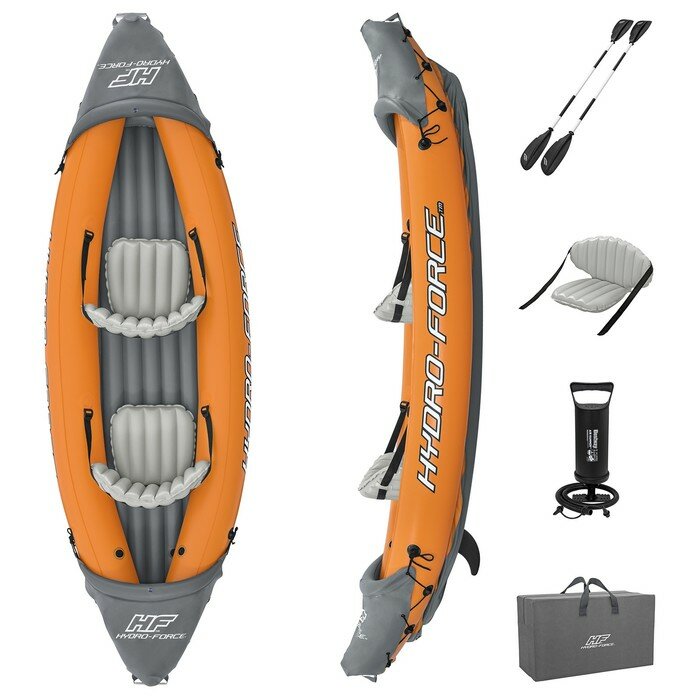 Bestway Байдарка Lite-Rapid X2 Kayak, 2-местная, вёсла 218 см, до 160 кг, 321 х 88 х 48 см, 65077 Bestway