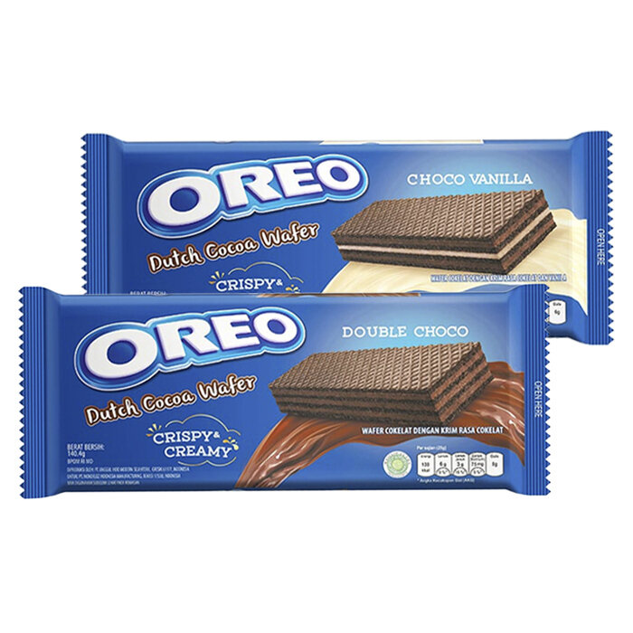 Вафли OREO Dutch - набор 2 вкуса (Choco Vanilla, Double Choco) (Индонезия), 140,4 г (2 шт) - фотография № 1