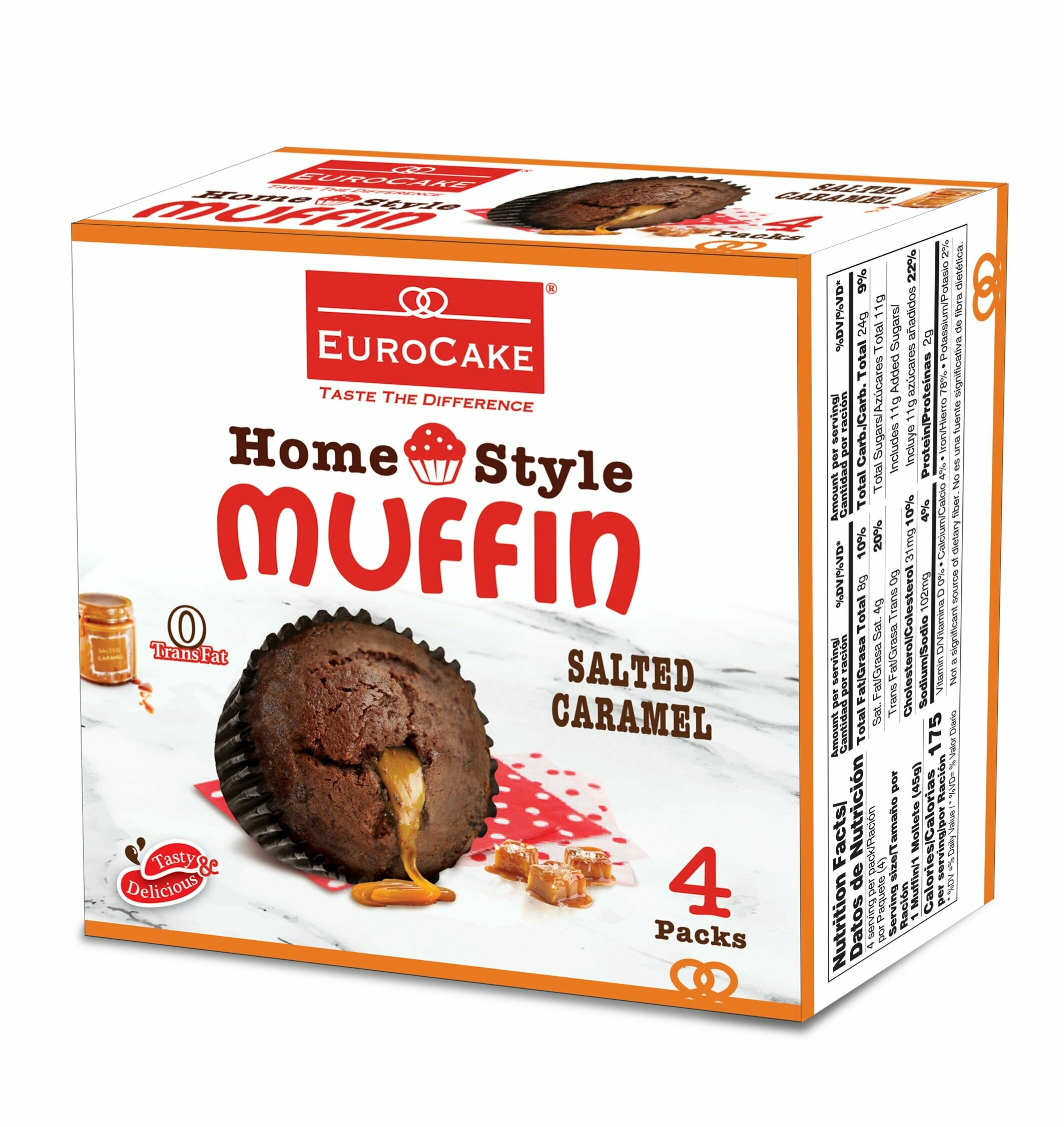 Кекс EuroCake "Muffin Salted Caramel" с солёной карамелью нетто 180г (4х45г) - фотография № 1
