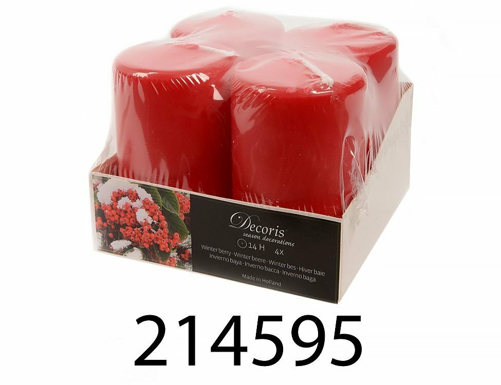 Набор ароматических свечей-столбиков ягоды, 5х8 см (упаковка 4 шт.), Kaemingk (Decoris)