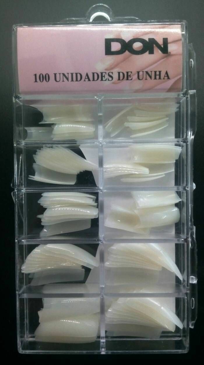 фото Типсы для наращивания ногтей Don, с клеем, бежевые, квадрат, загнутые, с зоной, 100шт в 1 упаковке