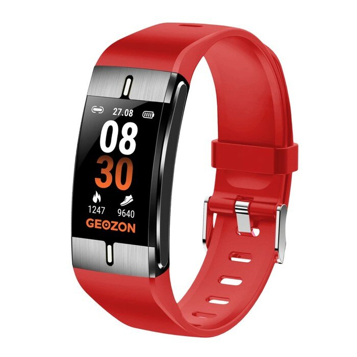 Geozon Фитнес-браслет Geozon Fit Plus G-SM14RED, уведомление, пульс, шагомер, тренировки, красный