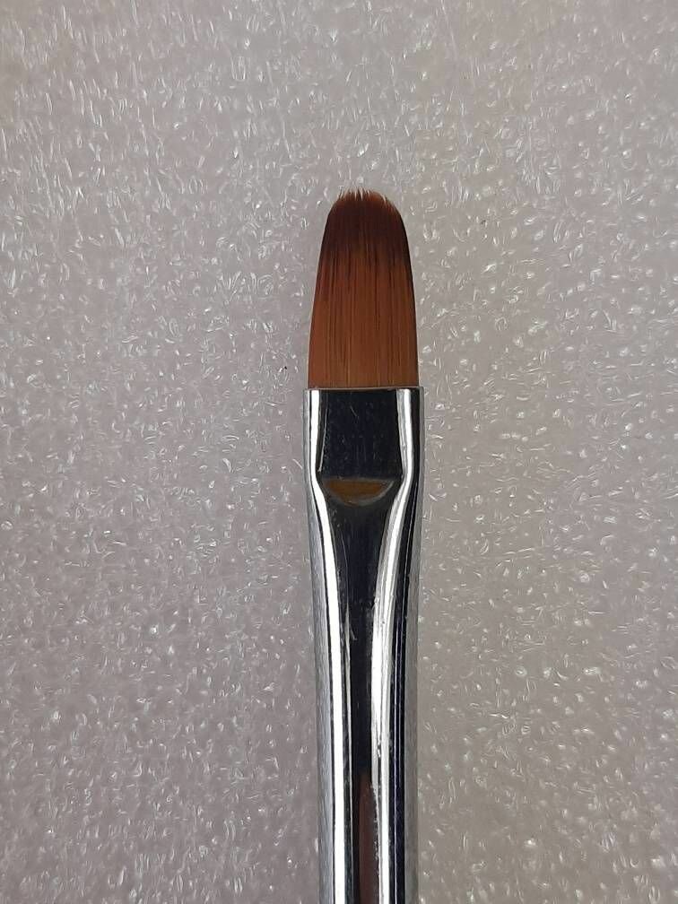 фото Кисть для маникюра - овальная, №8, мраморная, цвет голубой, 1 шт