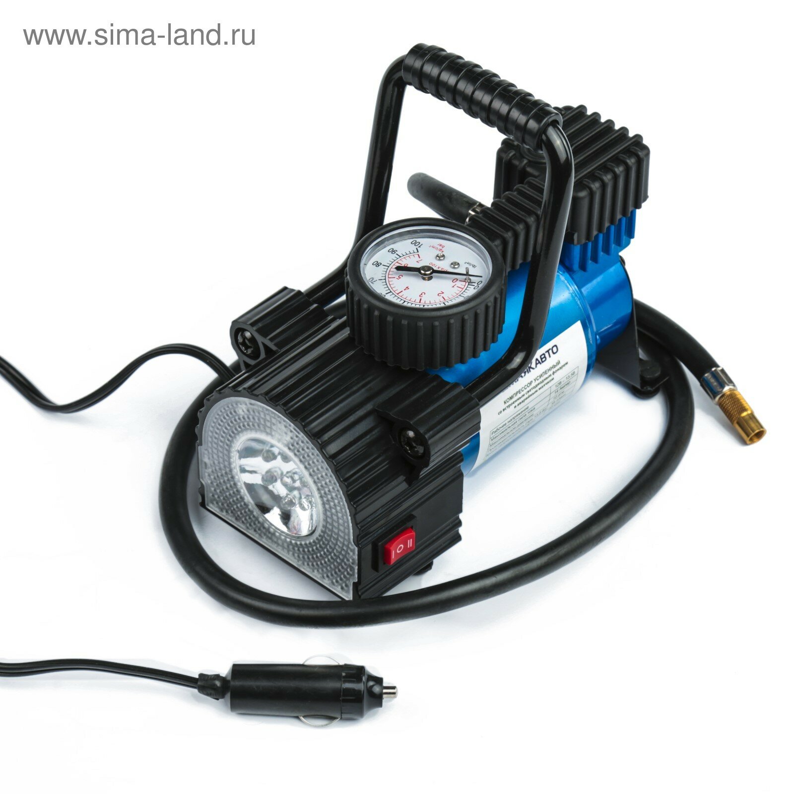 Компрессор автомобильный АС-587ма с LED фонарем 14А 35 л/мин 12 В 10 Атм/150 PSI