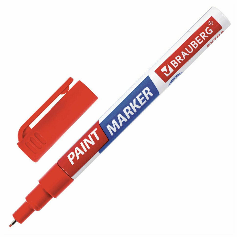 Маркер-краска лаковый EXTRA (paint marker) 1 мм красный усиленная нитро-основа BRAUBERG 151964 151964