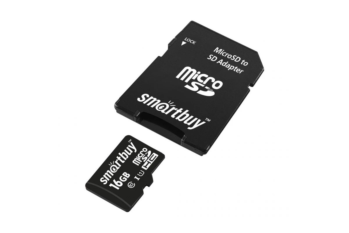 SB16GBSDCL10-01_C, карта памяти Micro SDHC 16GB Class 10, с адаптером, SmartBuy