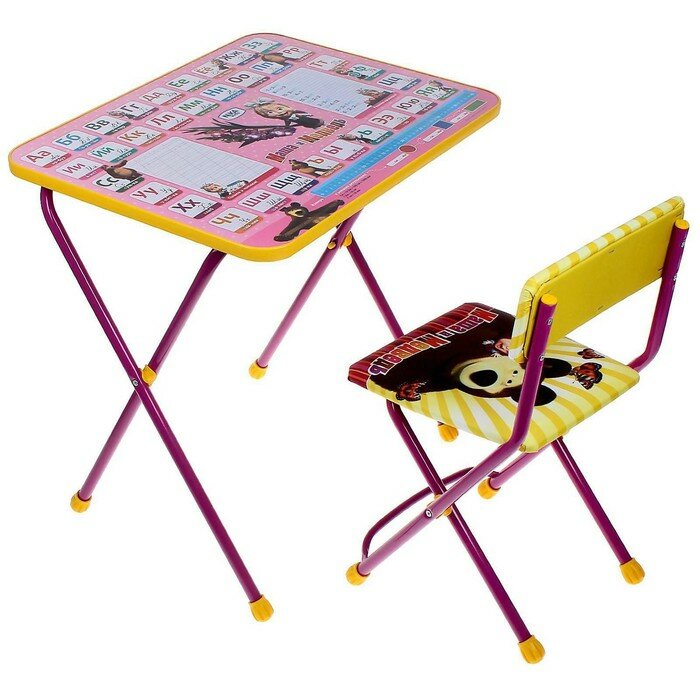 Комплект детской мебели «Маша и Медведь. Азбука 3» складной, цвета стула микс - фотография № 3