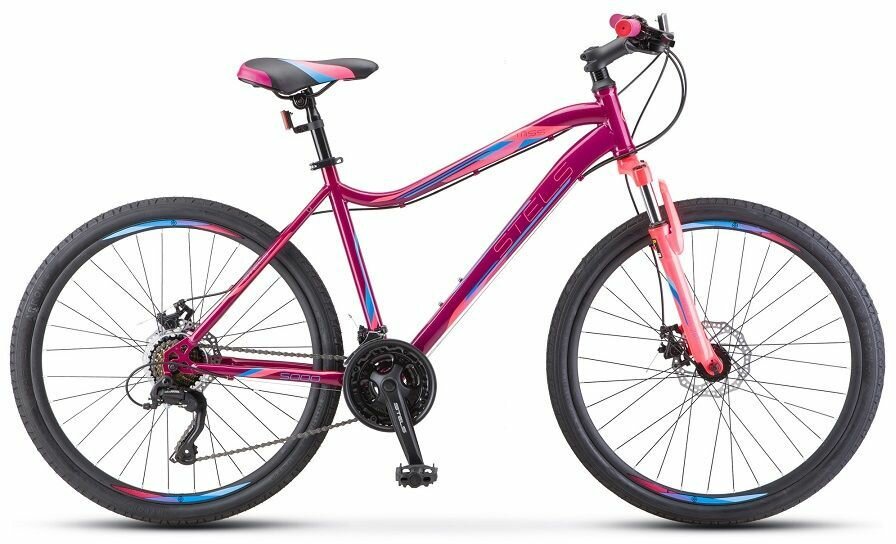 Велосипед STELS Miss-5000 D V020 (2022), горный (взрослый), рама 18", колеса 26", фиолетовый/розовый