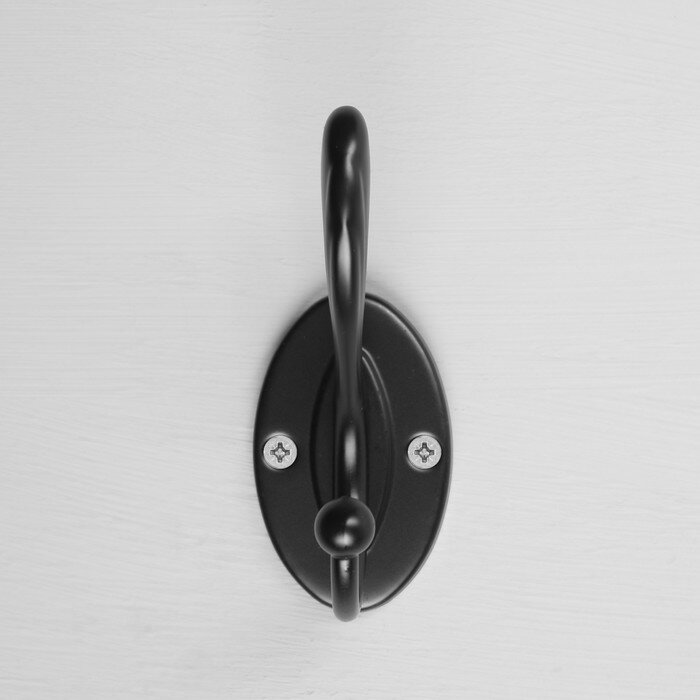 Крючок мебельный KMC005BL CAPPIO, двухрожковый, цвет черный - фотография № 3