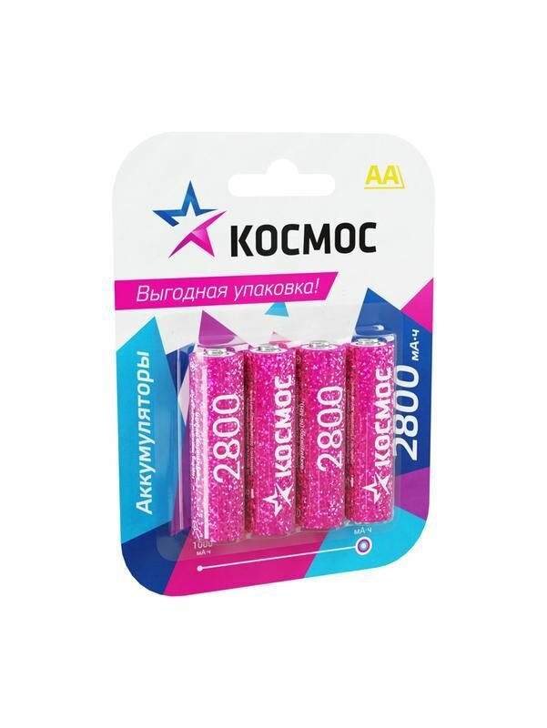 Аккумулятор AA/R6 NI-MN 2800мА.ч BP-4 (блист.4шт) космос KOCR6NIMH2800MAH4BL