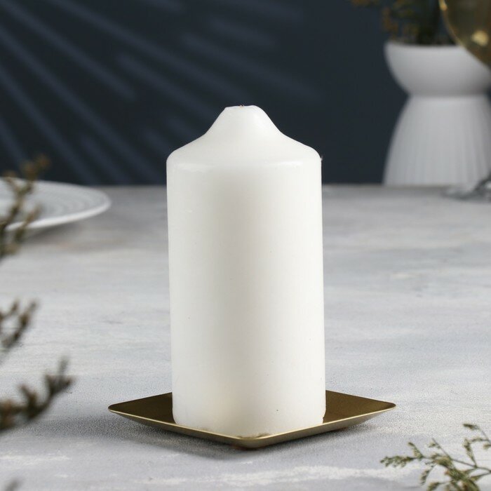 Подсвечник "Тарелка квадратная" металл на одну свечу, 10х1,1 см, золотой - фотография № 1