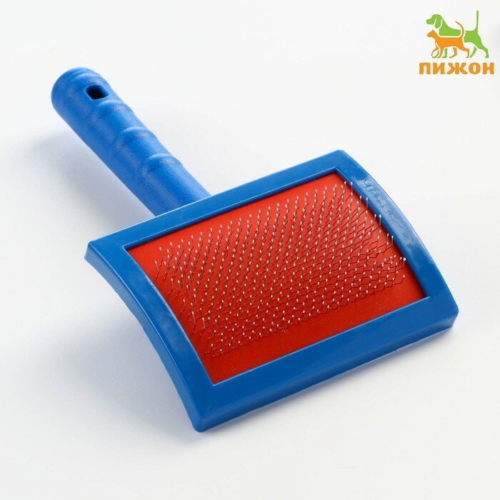 фото Пуходерка полукруглая Макси с каплями, 12 х 20 см, синяя