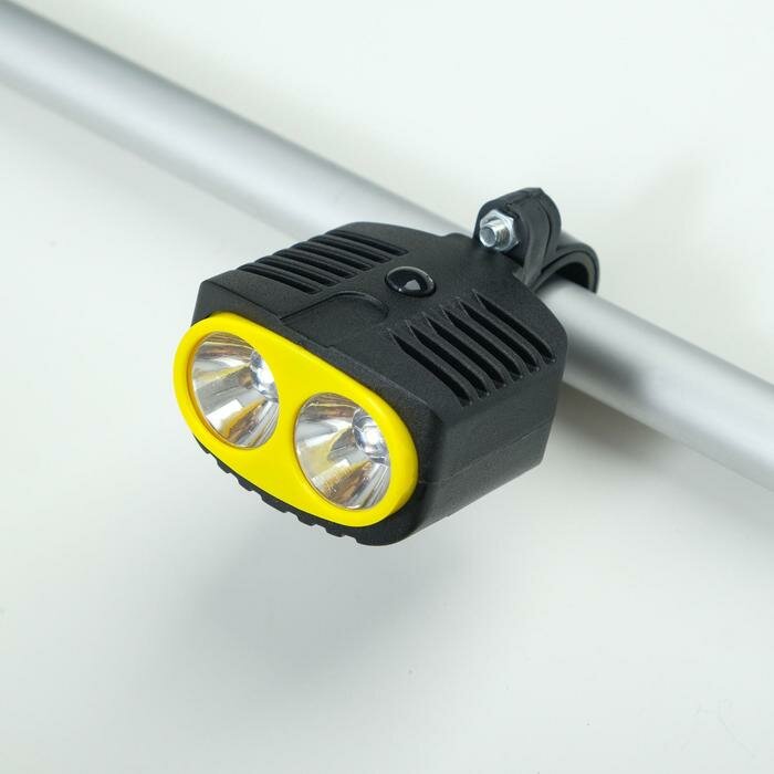 фото Фонарь велосипедный передний, водонепроницаемый, 2 диода, 1 режим, 3ААА