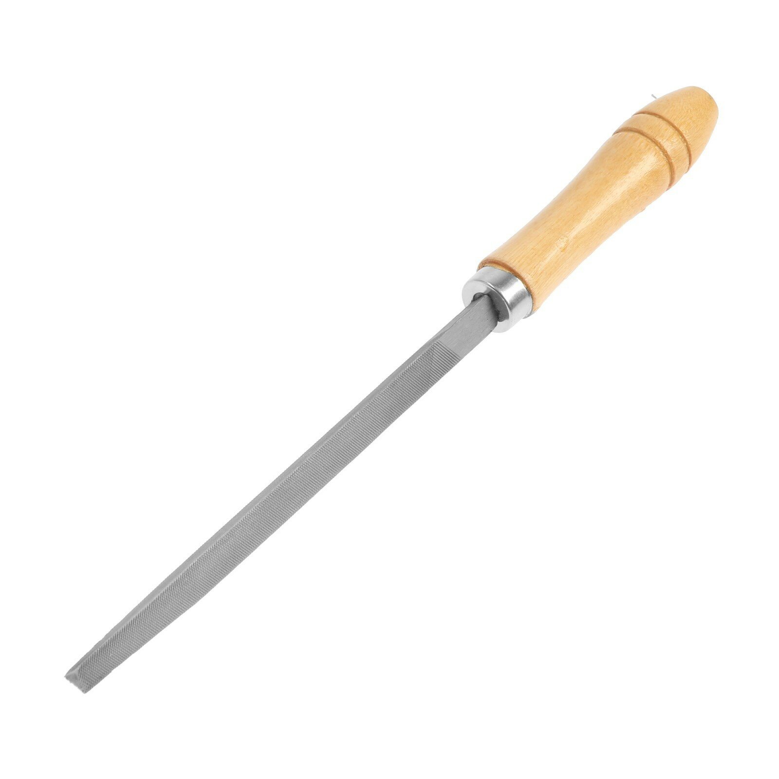 фото Напильник тундра, трехгранный, сталь У10, деревянная рукоятка, №2, 150 мм