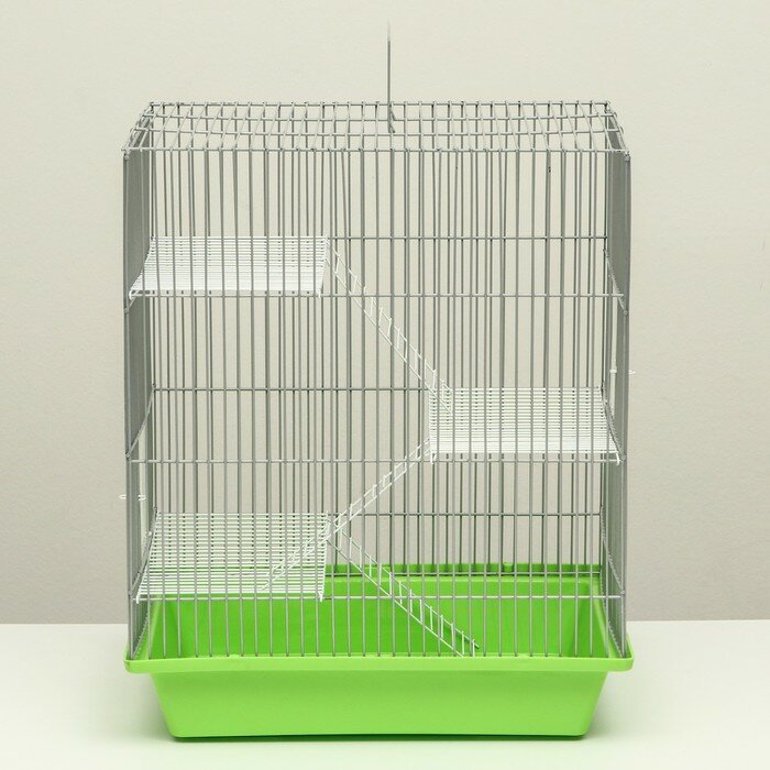 Клетка для грызунов с металлическими полками и лесенками, 41 х 30 х 50 см, зеленый - фотография № 5