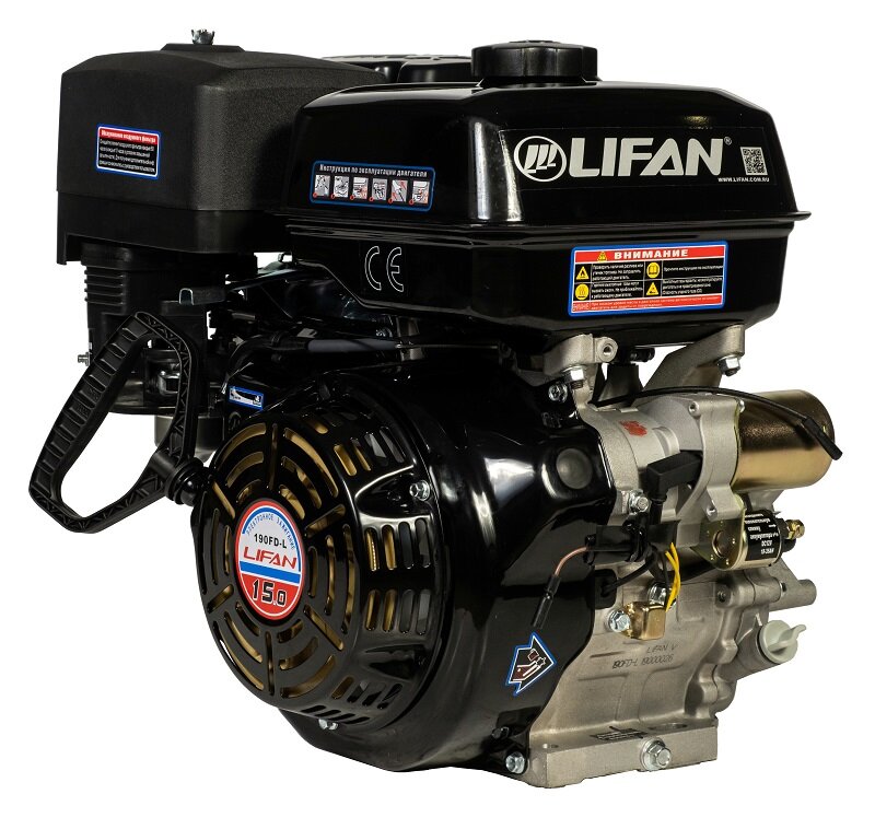 Двигатель бензиновый Lifan 190FD-L D25 (15л.с., 420куб. см, вал 25мм, ручной и электрический старт) - фотография № 2
