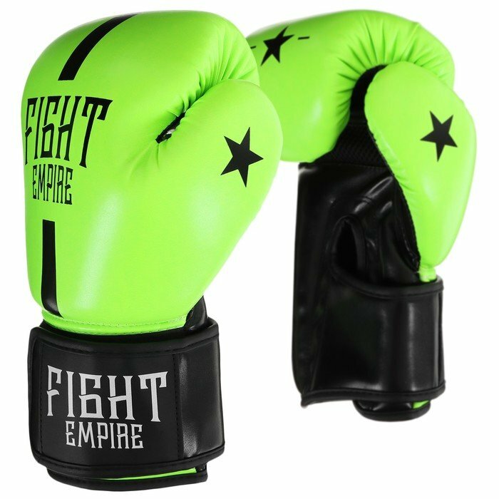 Перчатки боксёрские FIGHT EMPIRE, салатовые, размер 14 oz