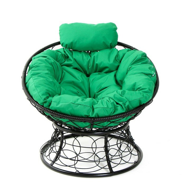 Кресло "Папасан" мини, ротанг, с зелёной подушкой, 81х68х77см - фотография № 5