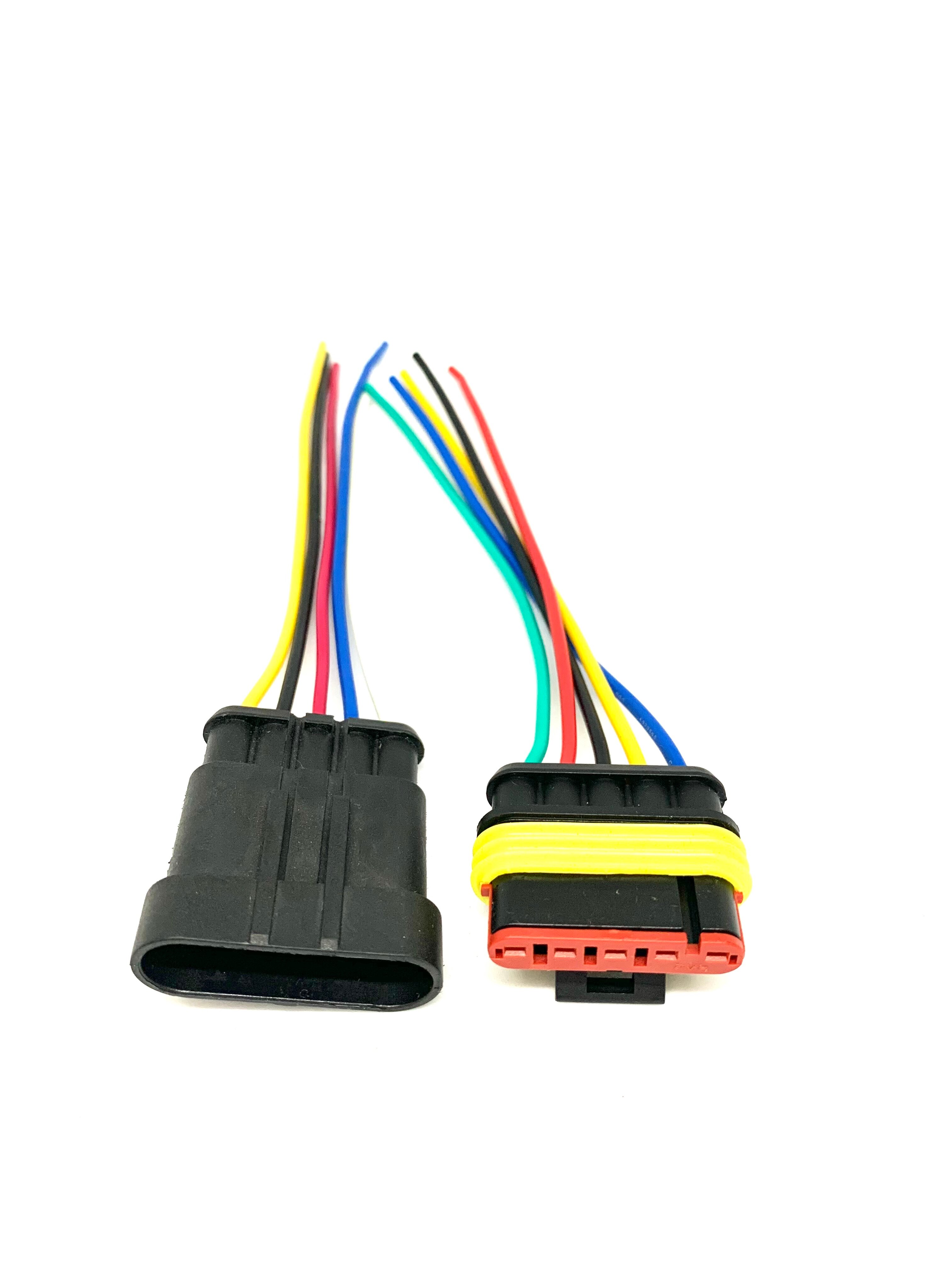 фото 2 комплекта(П+М) автомобильных пятиконтактных (5 pin) герметичных разъема/штекара в сборе с проводом 0,75мм