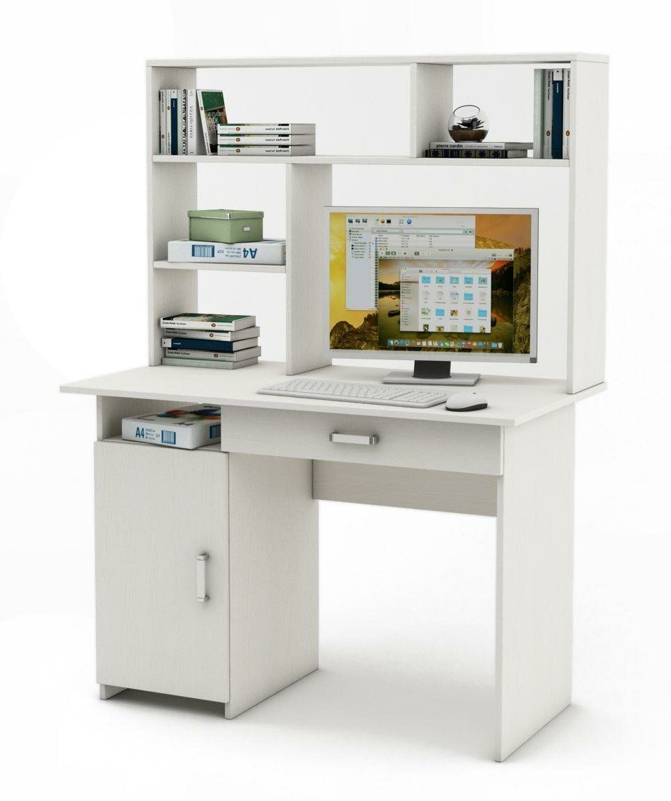 Письменный стол Лайт-2Я с надстройкой-Белый