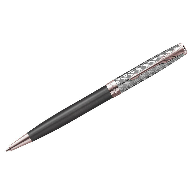 Ручка шариковая Parker "Sonnet Premium Metal&Grey PGT" черная, 1,0мм, поворот., подарочная упаковка, 317507