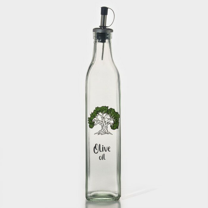 Бутыль стеклянная для соусов и масла Доляна «Дерево оливы», 500 мл, 6×29 см - фотография № 2