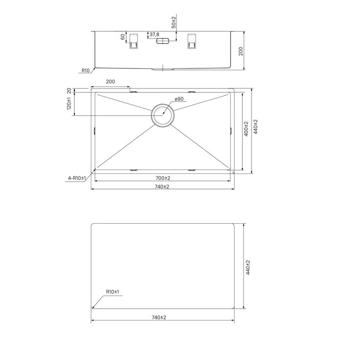 Мойка универсального монтажа 740*440 IDDIS Edifice (EDI74G0i77), графит - фотография № 12