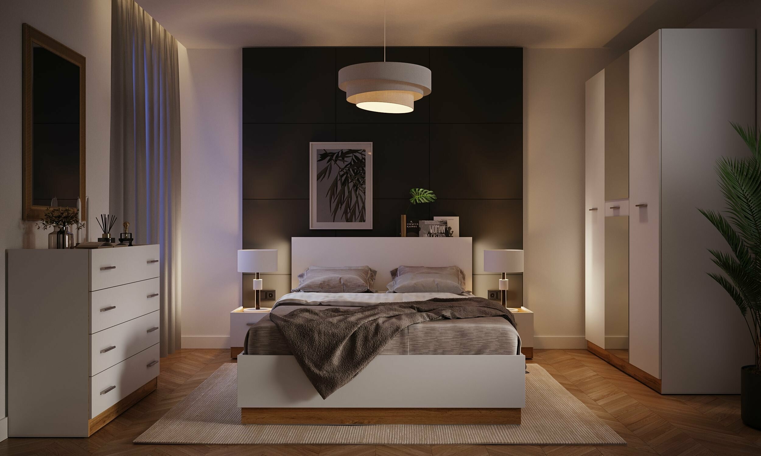 Комплект спальной мебели спальня FRESCO с кроватью 160х200 с комодом