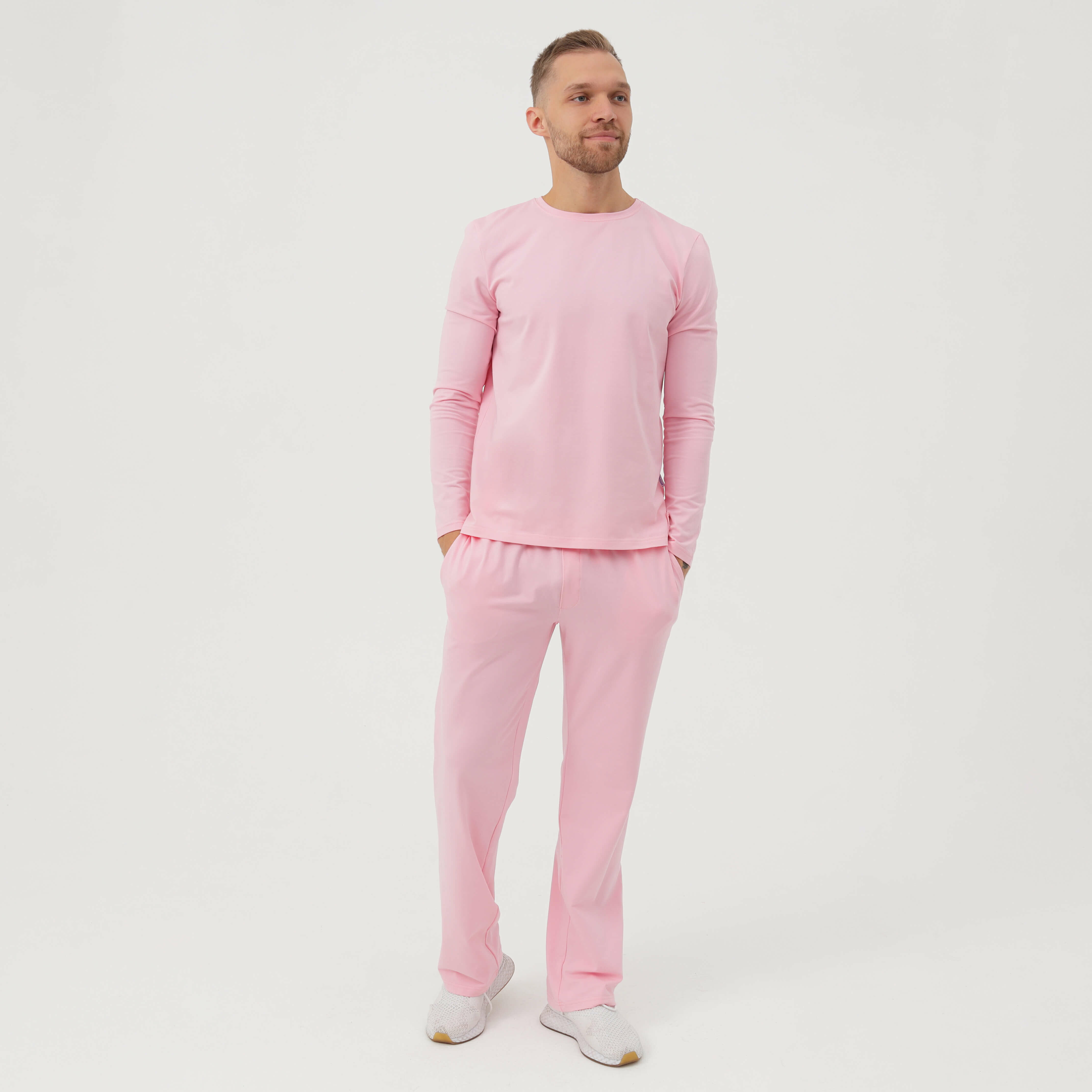 Розовая мужская пижама со штанами «Альба и Гриша» на размер XS (42) - фотография № 1