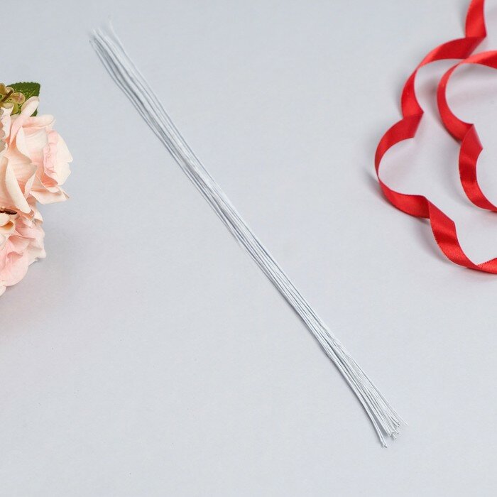 фото Флористическая проволока в бумажной оплётке "Белая", длина 36 см, 0,37 мм, набор 20 шт