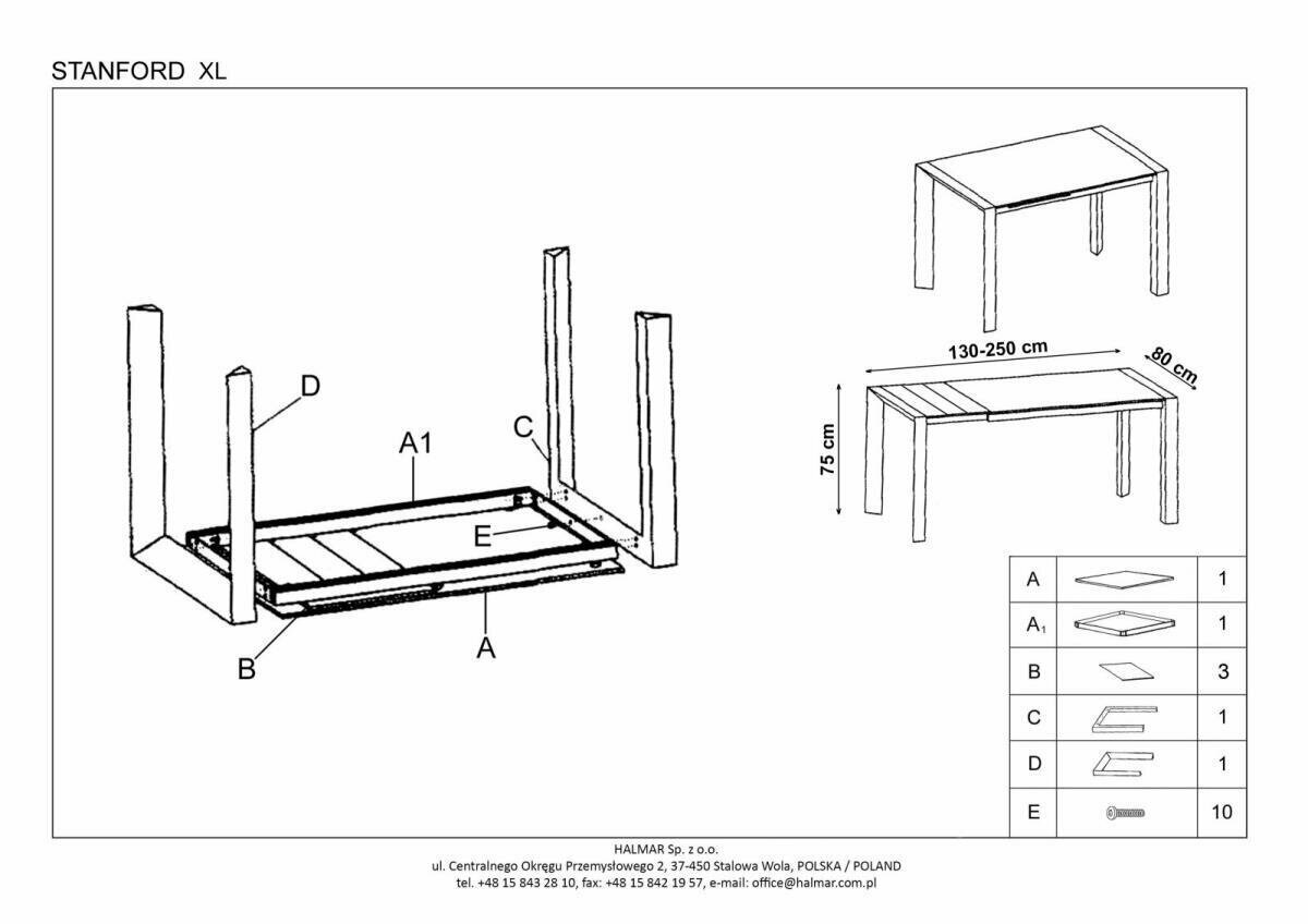 Стол обеденный Halmar STANFORD XL, раскладной (белый) - фотография № 13