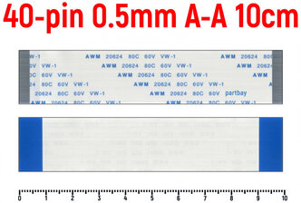 Шлейф FFC 40-pin Шаг 0.5mm Длина 10cm Прямой A-A AWM 20624 80C 60V VW-1