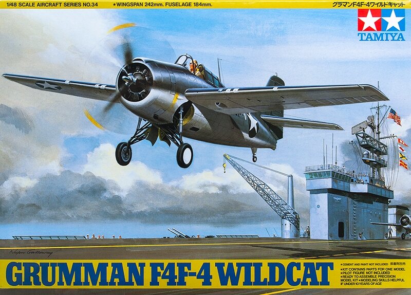 61034 Tamiya Американский палубный истребитель-бомбардировщик Grumman F4F-4 "Wildcat" 1/48