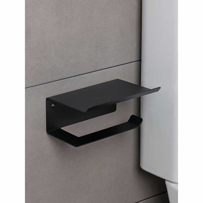 Держатель для туалетной бумаги лофт, 160×110×85 мм, цвет черный - фотография № 4