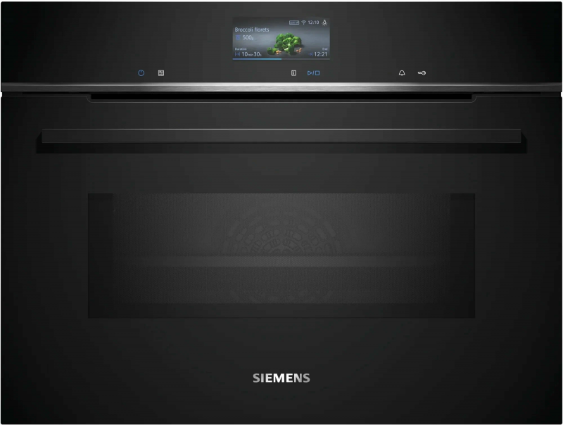 Компактный электрический духовой шкаф с СВЧ Siemens CM776GKB1, черный