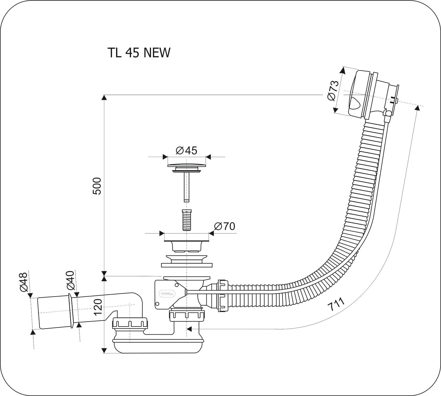 Сифон для ванны полуавтомат Thermolux TL45 NEW - фотография № 2