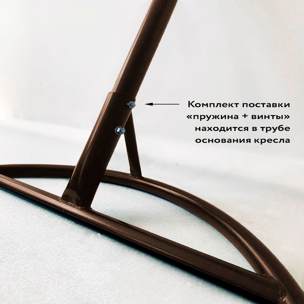 Подвесное кресло с ротангом "капля складная" коричневое с серой подушкой M-Group - фотография № 9