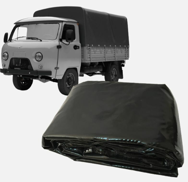 Тент УАЗ 3303 нового образца (без дуг) толстый цвет черный на металлический борт