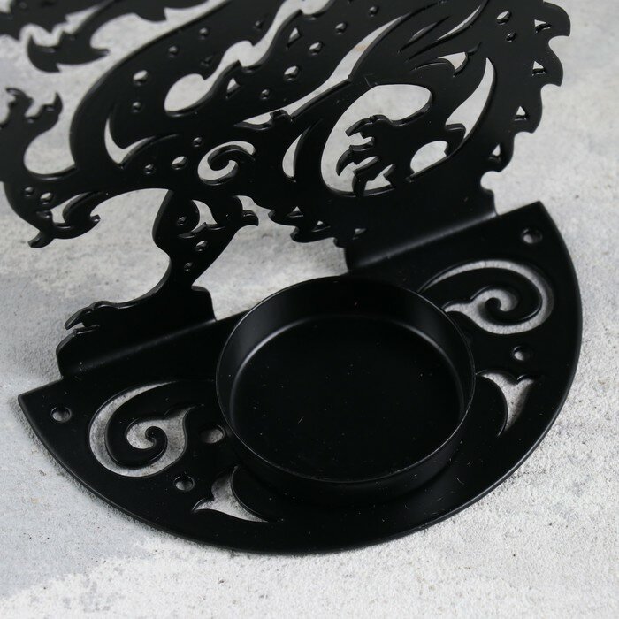 Подсвечник "Дракон" металл на одну свечу, 11,1х5,3х11 см, черный - фотография № 4