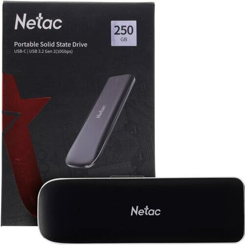 Внешний SSD Netac ZX Alum 1050MB/s 2 Type C Black 250GB