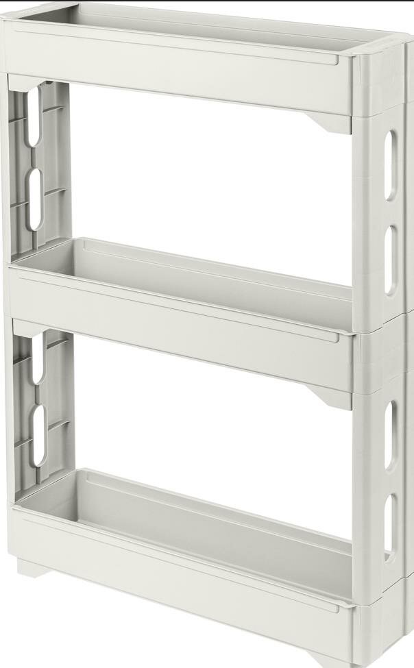 фото Этажерка KEEPLEX KL383812048 Regular на колесиках трехсекционная УЗКАЯ53,7х13,8х71 см белое облако