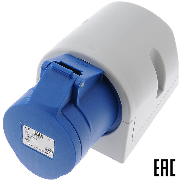 фото Розетка 123-6 на поверхность 2Р+Е 32А 250В IP44 без сальника М25 (PCE )