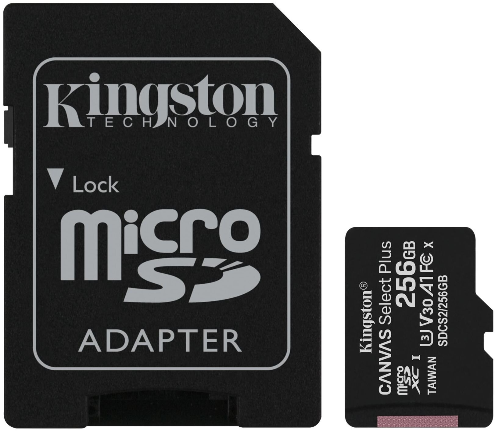 Карта памяти Kingston microSDXC Canvas Select Plus Class 10 UHS-I U3 (100/85 Mb/s) 256GB