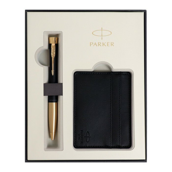 Набор Parker Urban Black GT: ручка шарик 1.0 син и визитница из экокожи, подар/уп 2122000