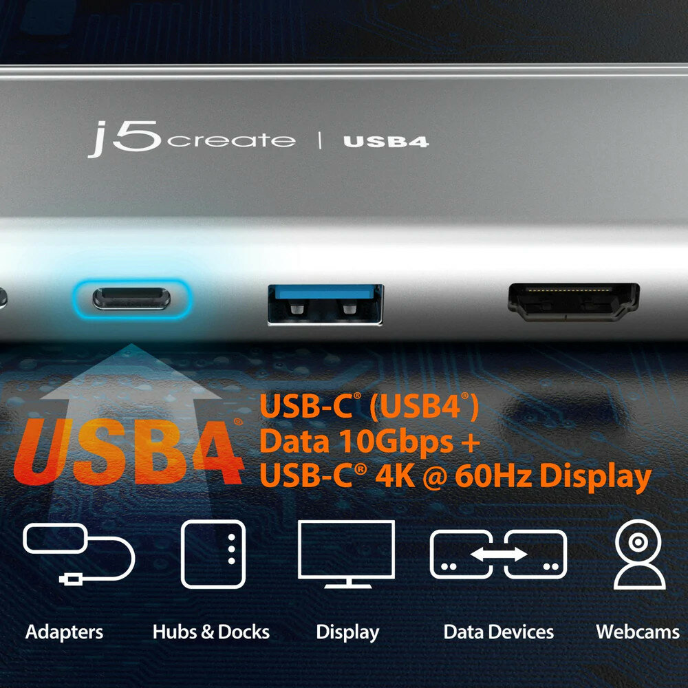 Адаптер j5create USB4 Dual 4K Multi-Port Hub - фото №6