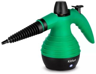 Пароочиститель Kitfort KT-9193-2, 1050 Вт, 0,35 л, 30 г/мин, нагрев 3 мин, чёрно-зелёный