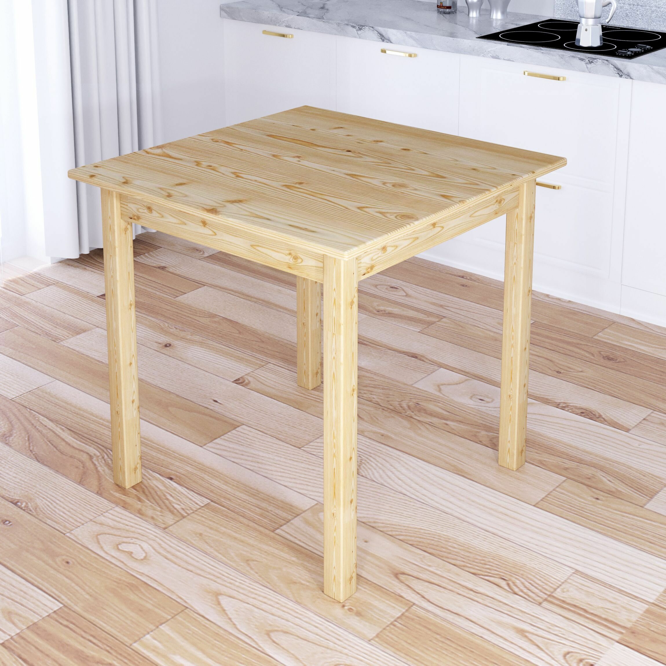 Стол кухонный Классика из массива сосны, квадратная столешница 20 мм, лакированный, 60х60х75 см - фотография № 2