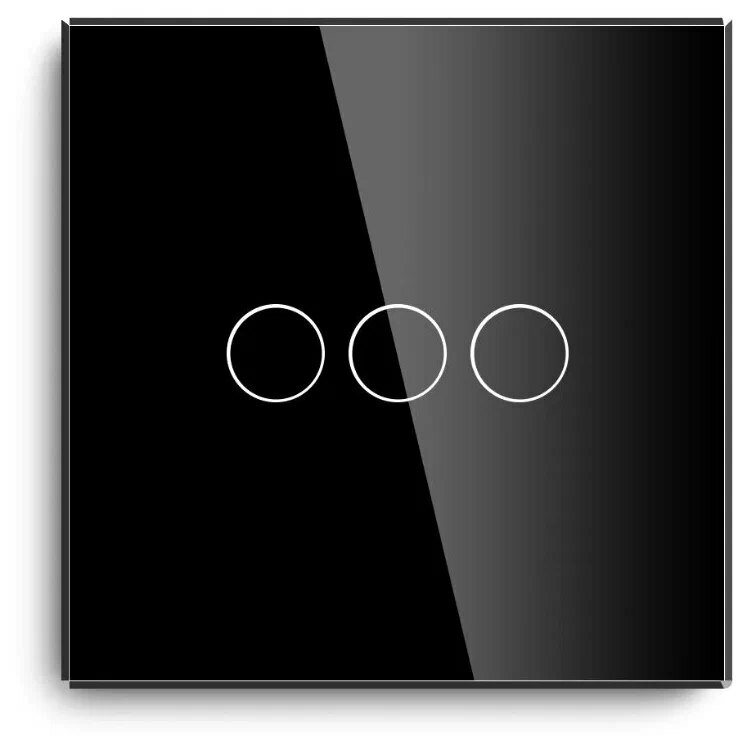 фото Умный сенсорный выключатель Smart Switch (Tuya) - Wi-fi, 3 кнопки, черый