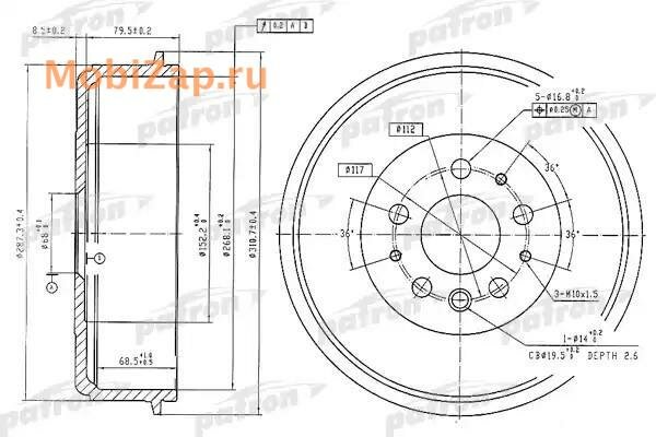 PATRON PDR1210 Барабан тормозной