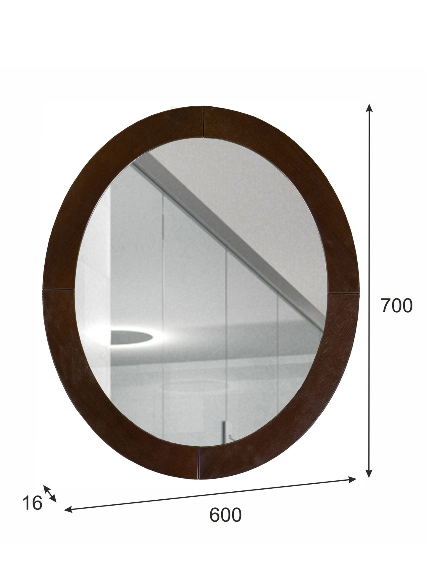 Зеркало навесное Берже 24 70 см х 60 см, темно-коричневый - фотография № 1